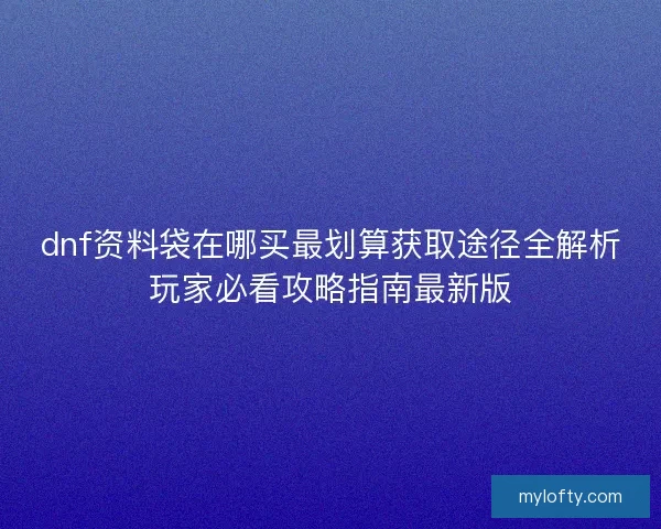 dnf资料袋在哪买最划算获取途径全解析玩家必看攻略指南最新版