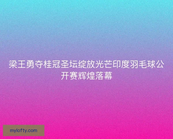 梁王勇夺桂冠圣坛绽放光芒印度羽毛球公开赛辉煌落幕